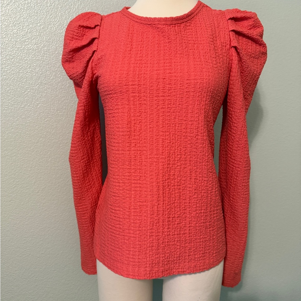 LOFT Coral‎ Textured Long Sleeve